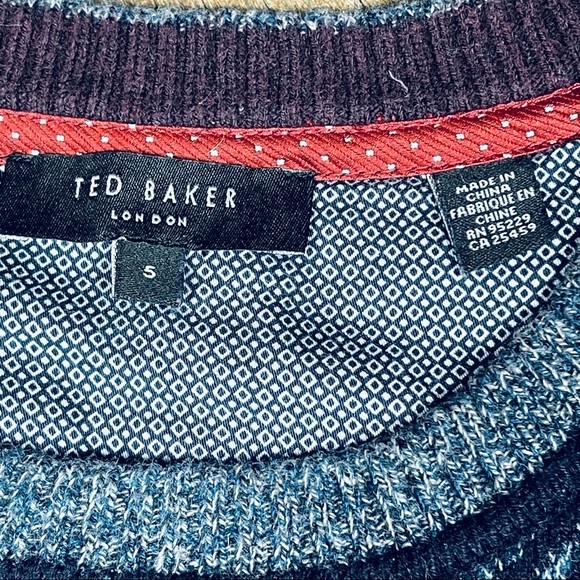 Ted Baker Herringbone Men’s Uncle Knitted Crewneck Sweater Size 5 ~ L (US) - Picture 3 of 10
